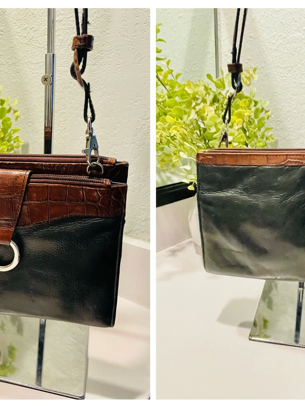 Jack Georges Black and Brown Crossbody Bag - Classic Two-Tone Design